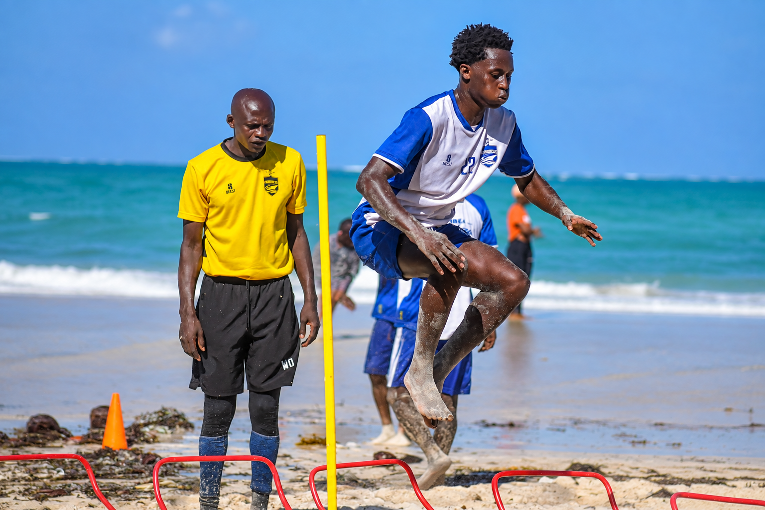 Mombasa United Squad Put Through Their Paces in Beach Training Session